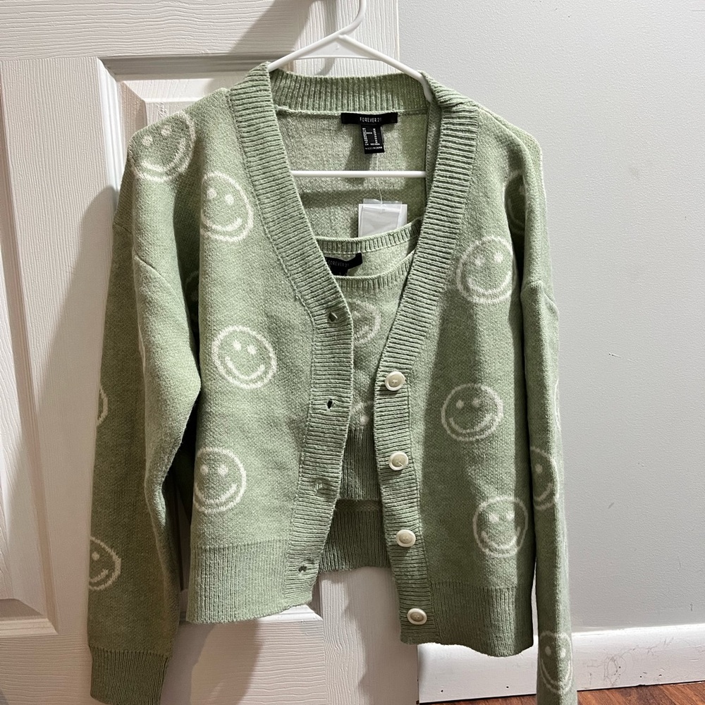 Happy Face Cardigan and Cami Set